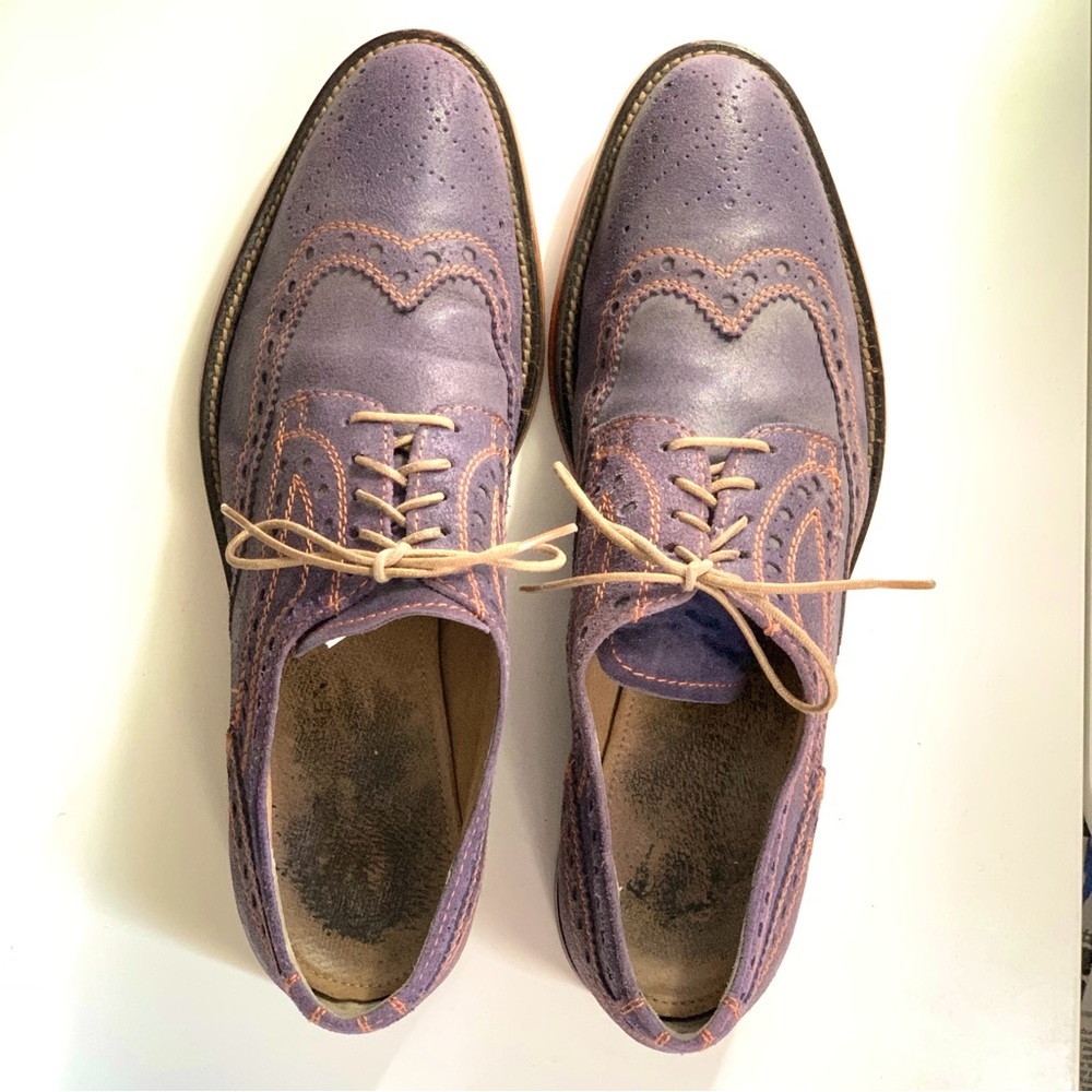 DONALD J PLINER Emeri Men's Purple Wingtip Oxford Size 9.5 Made In Italy
